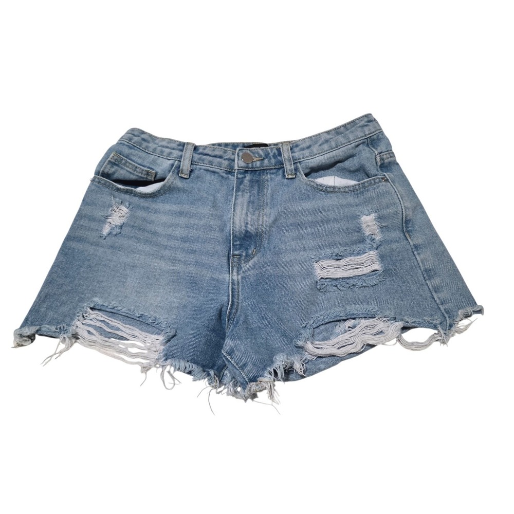 Pretty Little Thing Women's Distressed Denim‎ Shorts Blue Size UK:14 US:10